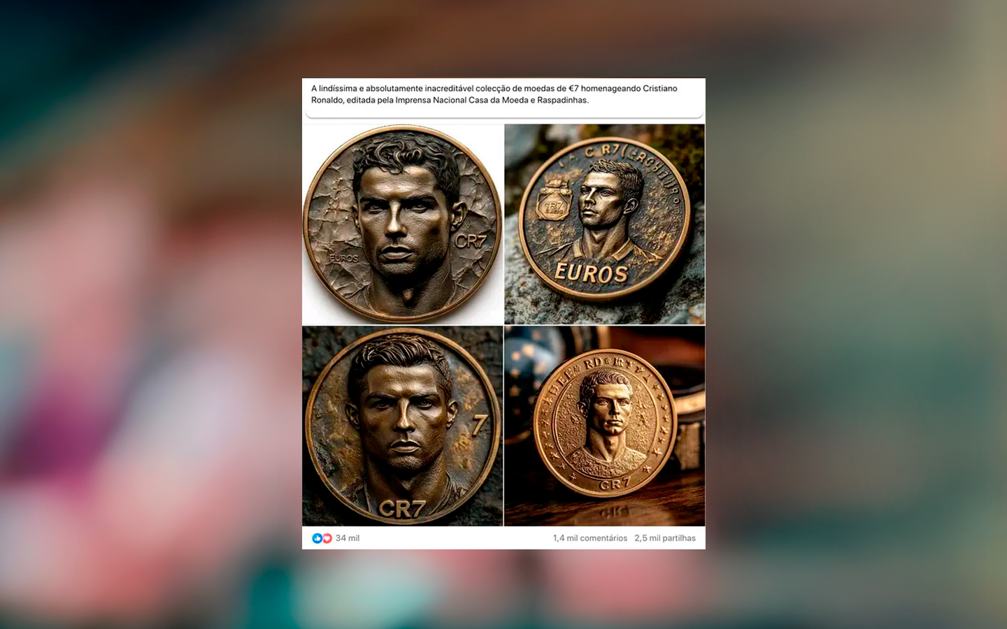 Cristiano Ronaldo não terá moeda comemorativa; rumor é desmentido por Banco e Casa da Moeda de Portugal