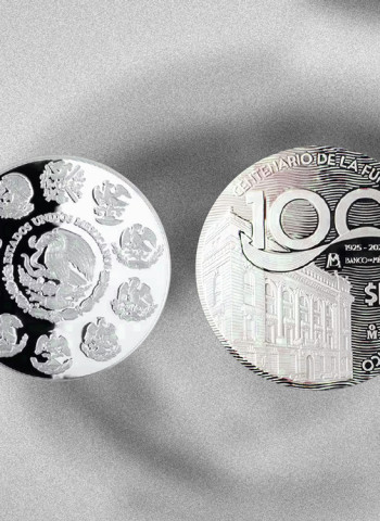 O Banco de México celebra 100 anos com moeda de prata e cédulas comemorativas