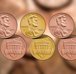 Moedas finais do centavo americano serão leiloadas com edição de ouro